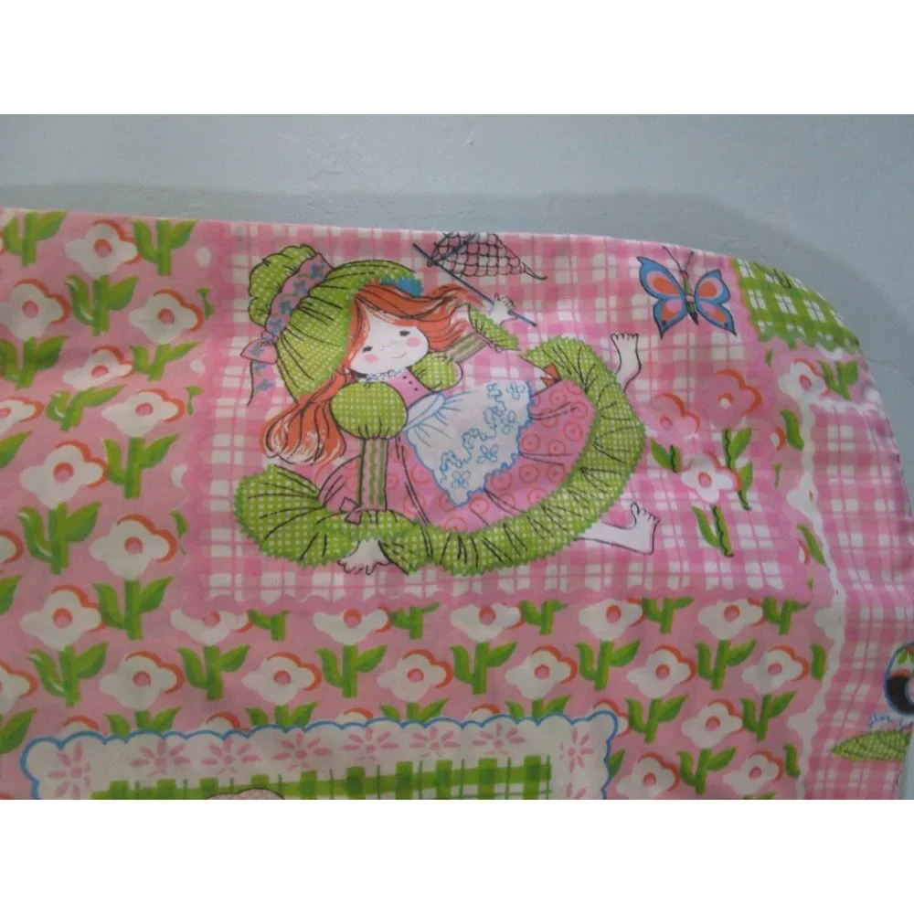 Katies Patchwork Girls Pillowcase Vintage 1970s Sears Girls Bedding Faded GUC - Picture 11 of 12